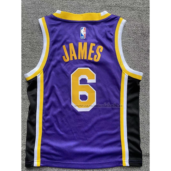 Camiseta Nino Los Angeles Lakers LeBron James NO 6 Statement Violeta